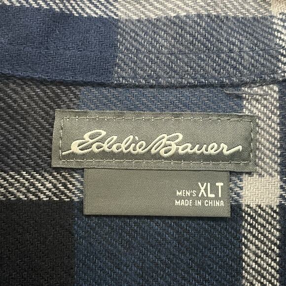 Eddie Bauer Shirt Mens XL Tall Blue Black Plaid Flannel Outdoor Cabin Lumberjack - Picture 3 of 11